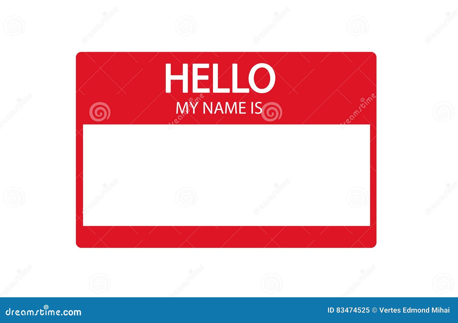 hello, my name is introduction red flat label