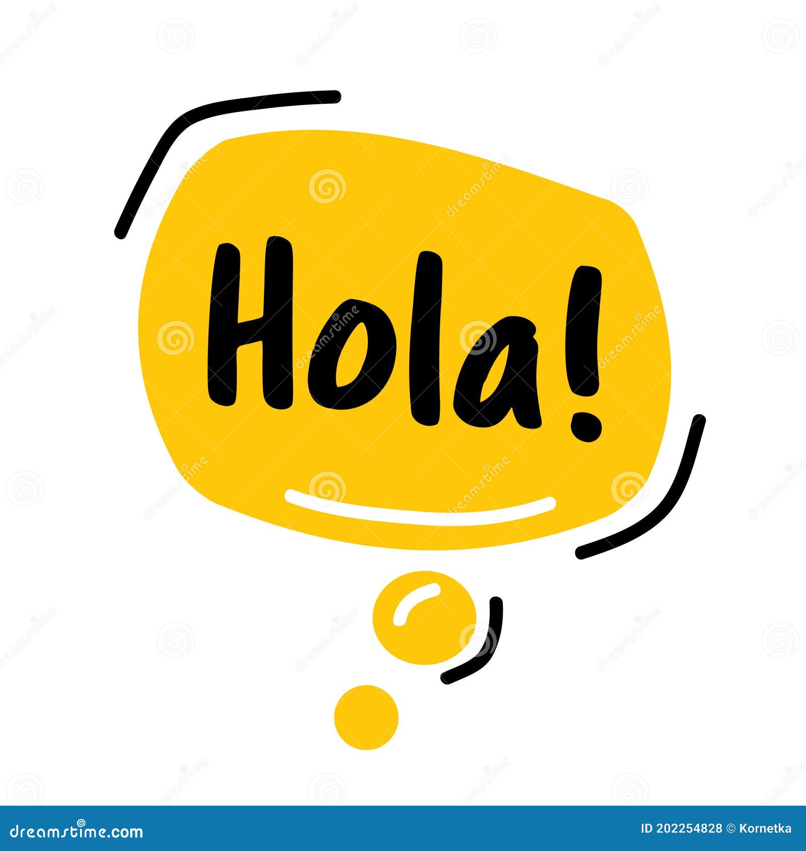 Hello, in Spain Language, Hola. Speech Bubble Stock Vector