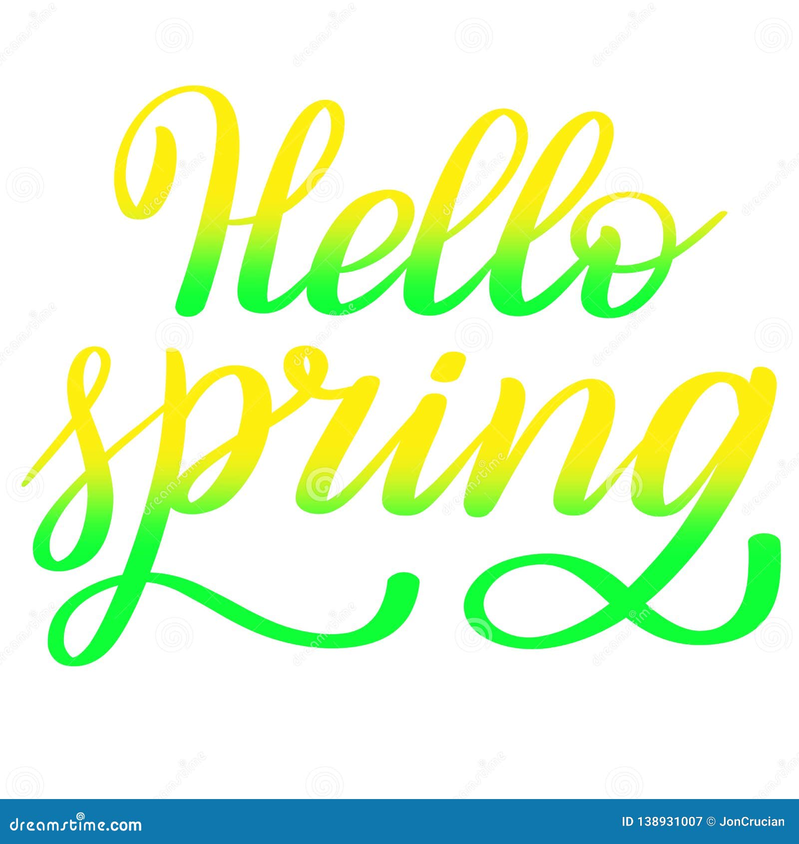 Hello Spring. Colorful Script. Brush Pen Hand Lettering. Stock ...