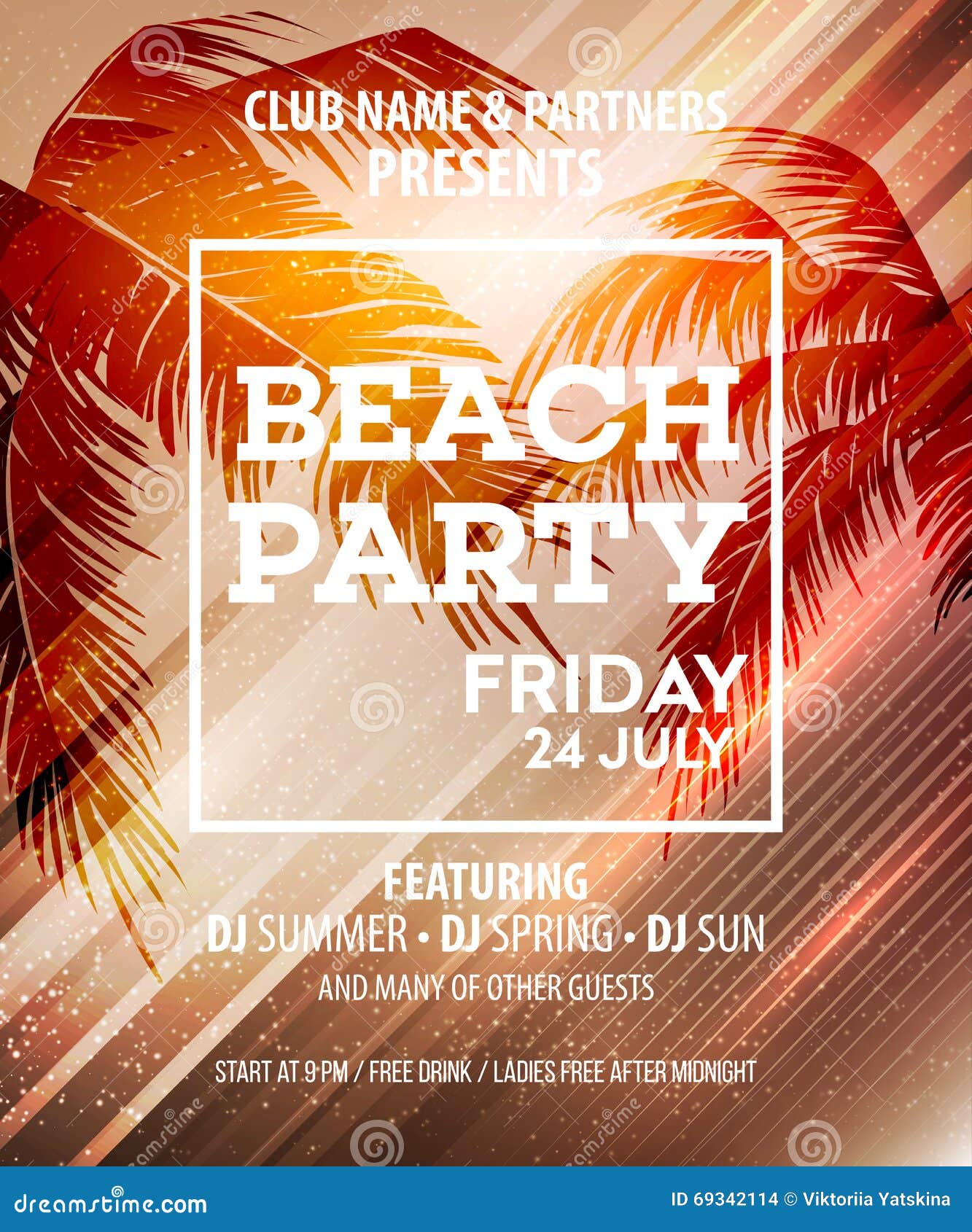 hello summer beach party flyer.  