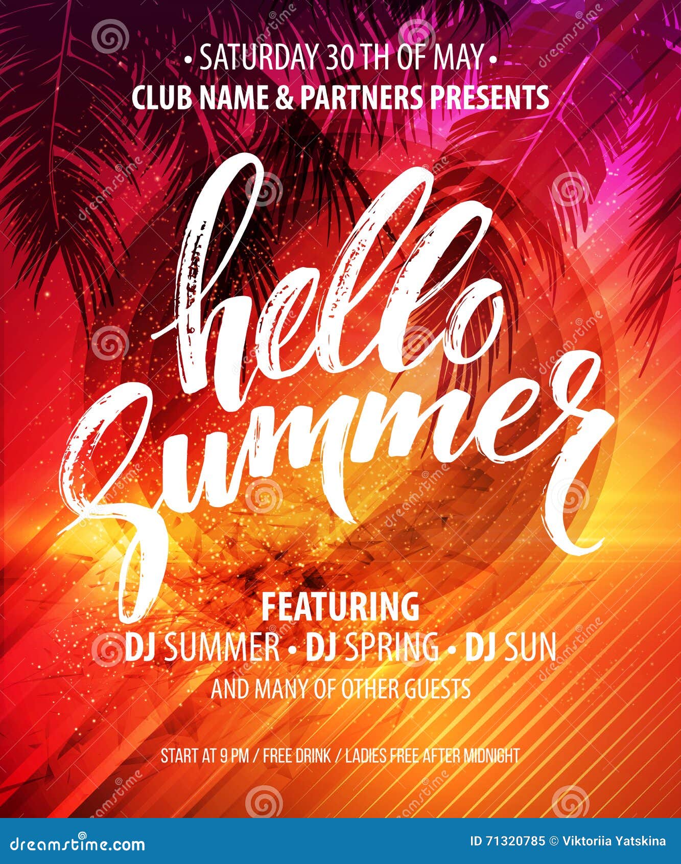 hello summer party flyer.  