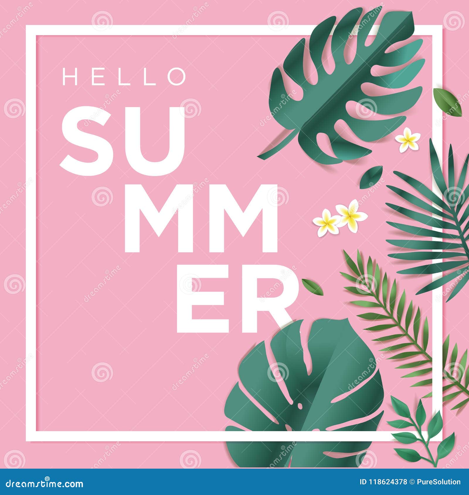 hello summer vector illustration for background mobile and social media invitation template