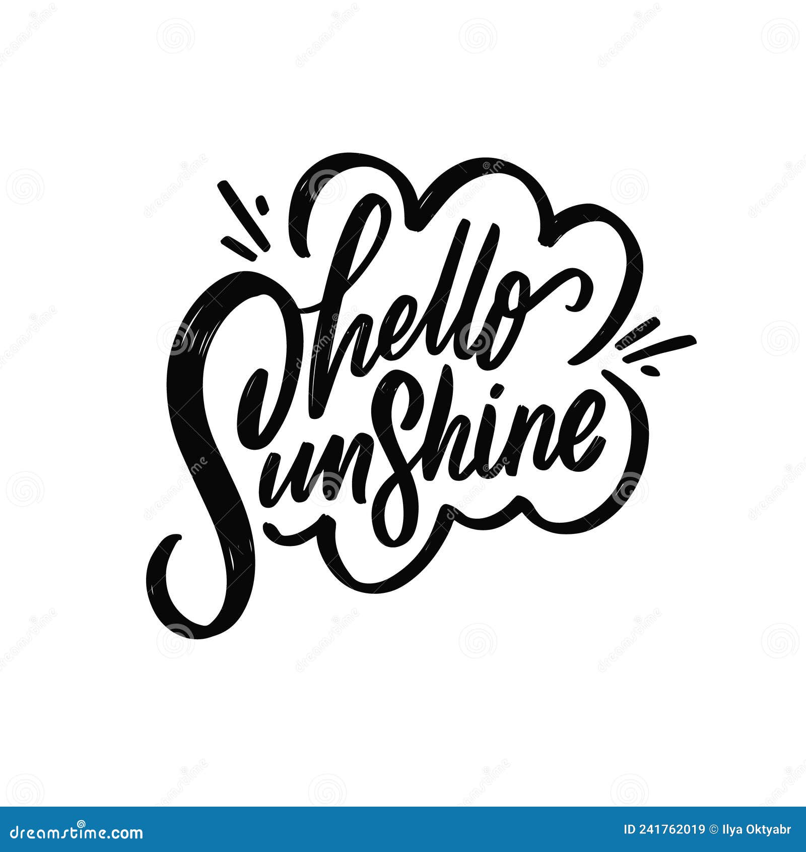 Hello Sunshine. Hand Drawn Black Color Lettering Phrase. Modern ...