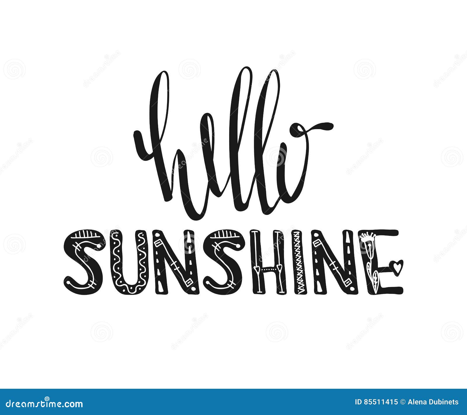 Hello Sunshine. Hand Drawn Poster Typography. Inspirational Quotes ...