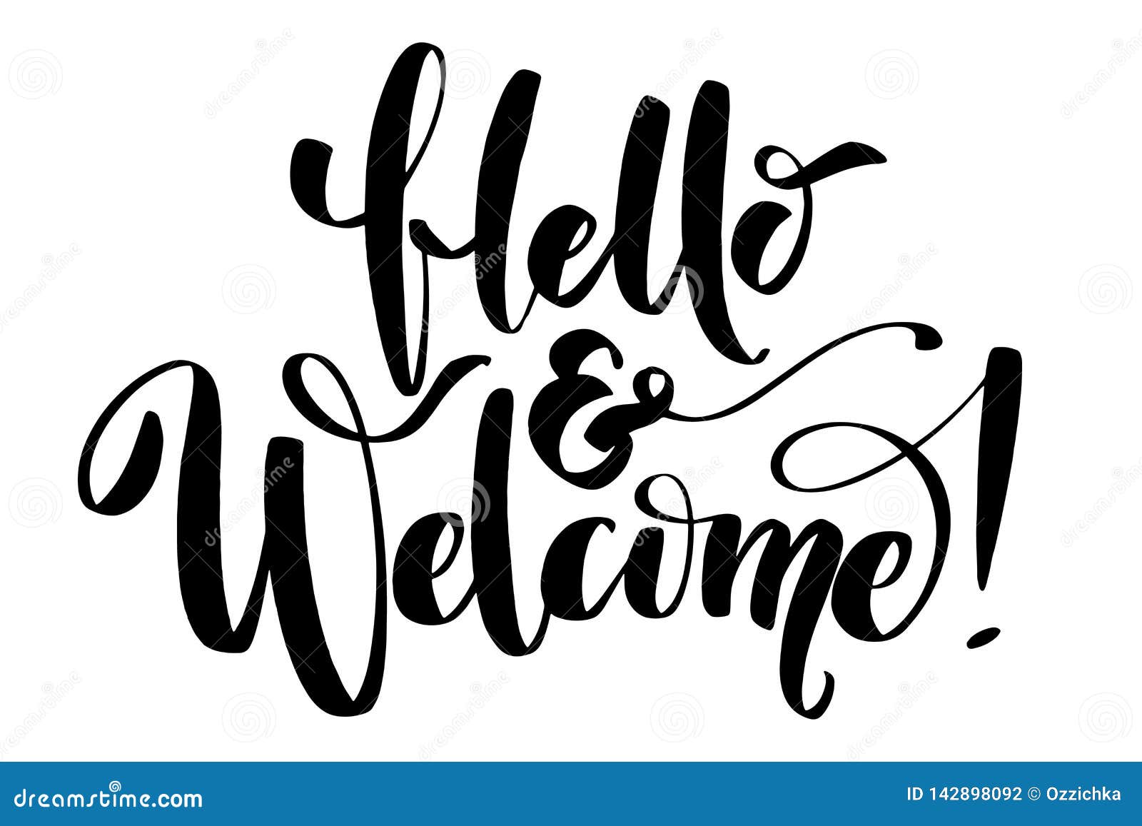 Spanish translation Bienvenido - Welcome. Greeting hand drawing calligraphy  isolated on white background. Vector template, hand written lettering  typography poster, invitation, print. Stock Vector