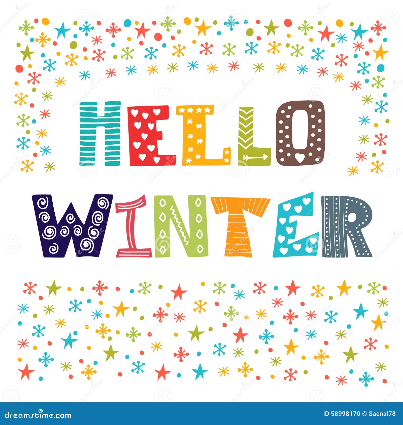 Hello Winter Greeting Card. Winter Concept Card Stock Vector