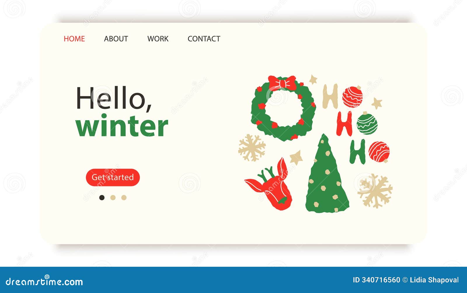 hello winter home page template flat cartoon background 