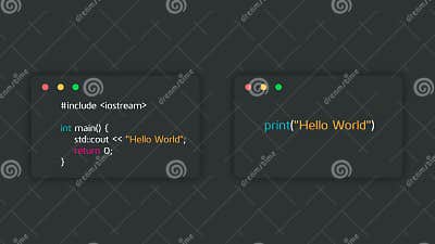 Hello World in C++ and Python. Comparison Code of Programming Language ...