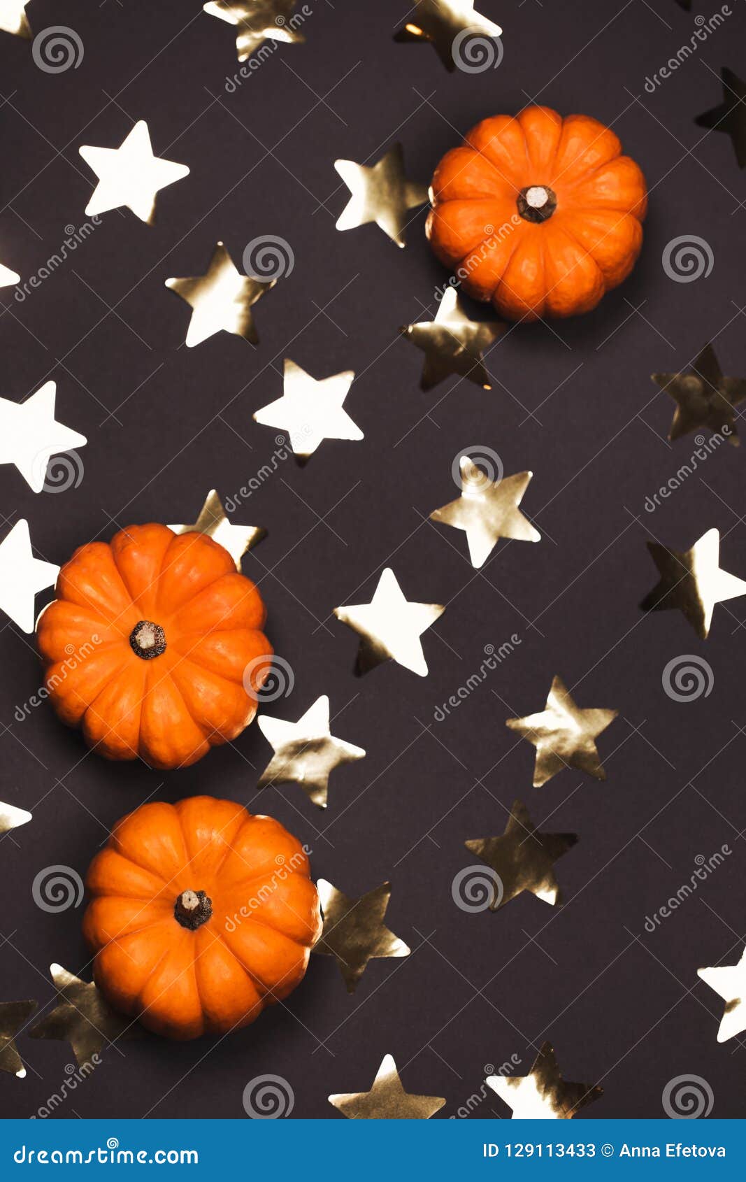 Halloween Pumpkins on Dark Background with Stars Stock Image - Image of