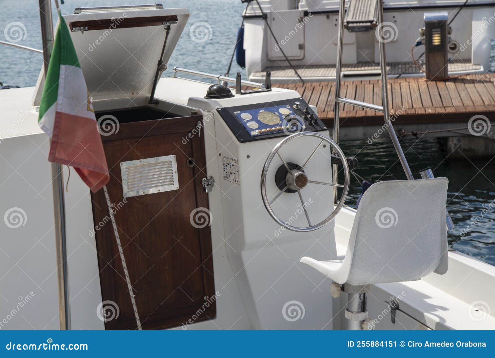 Helm of modern boat stock image. Image of vessel, marine 255884151