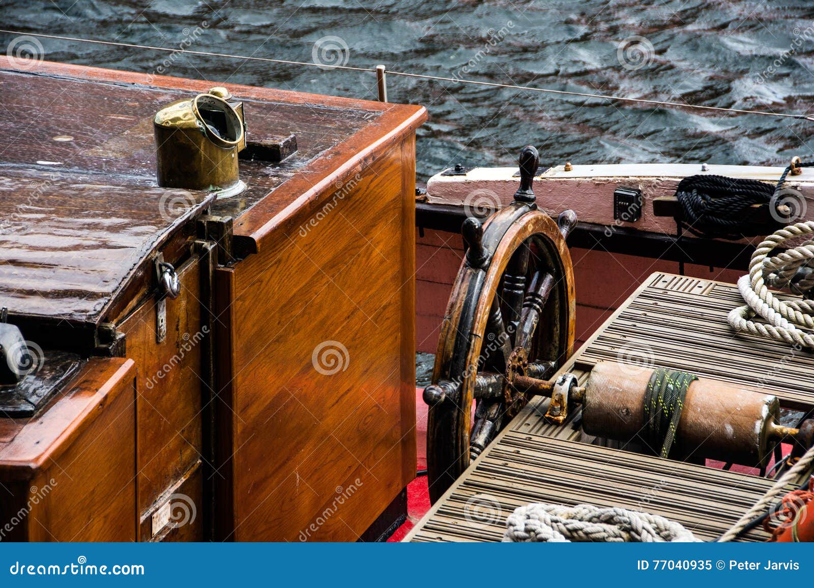 The Helm of a Sailing Ship. Stock Image Image of harbor, ship 77040935