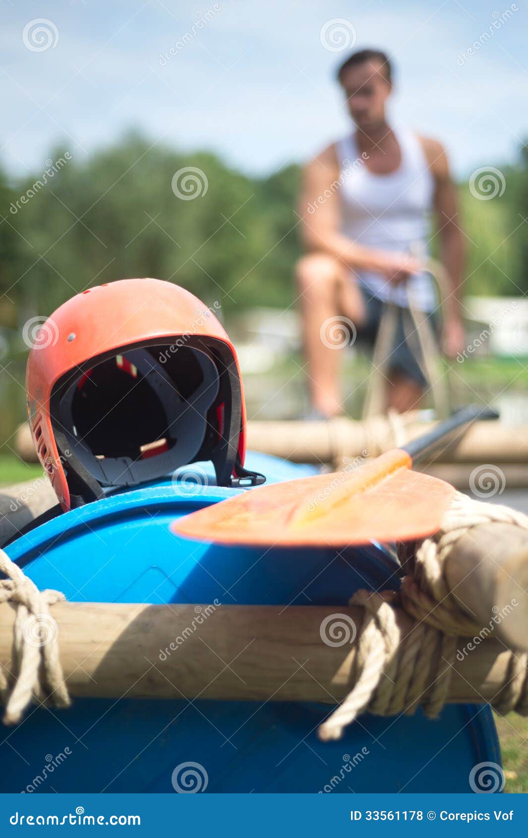 Helmet and Oar on Inflatable Raft Stock Photo Image of lifestyle