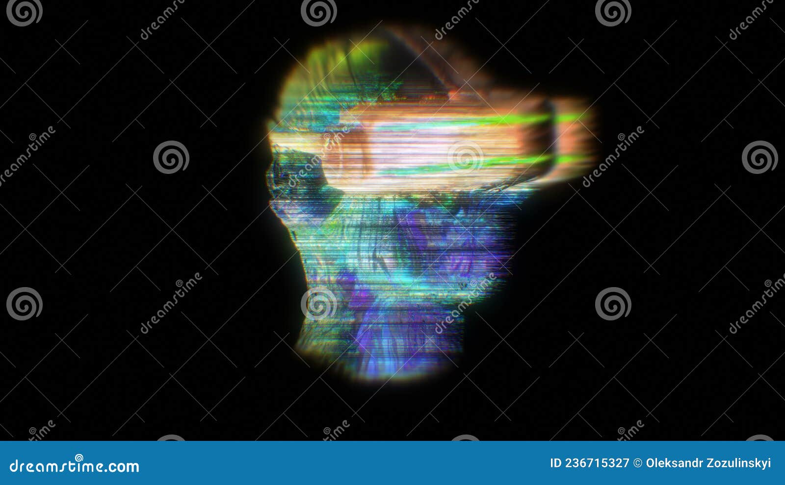 Helmet Virtual Reality Glasses Glitch Video Game Over Error Damage 3d