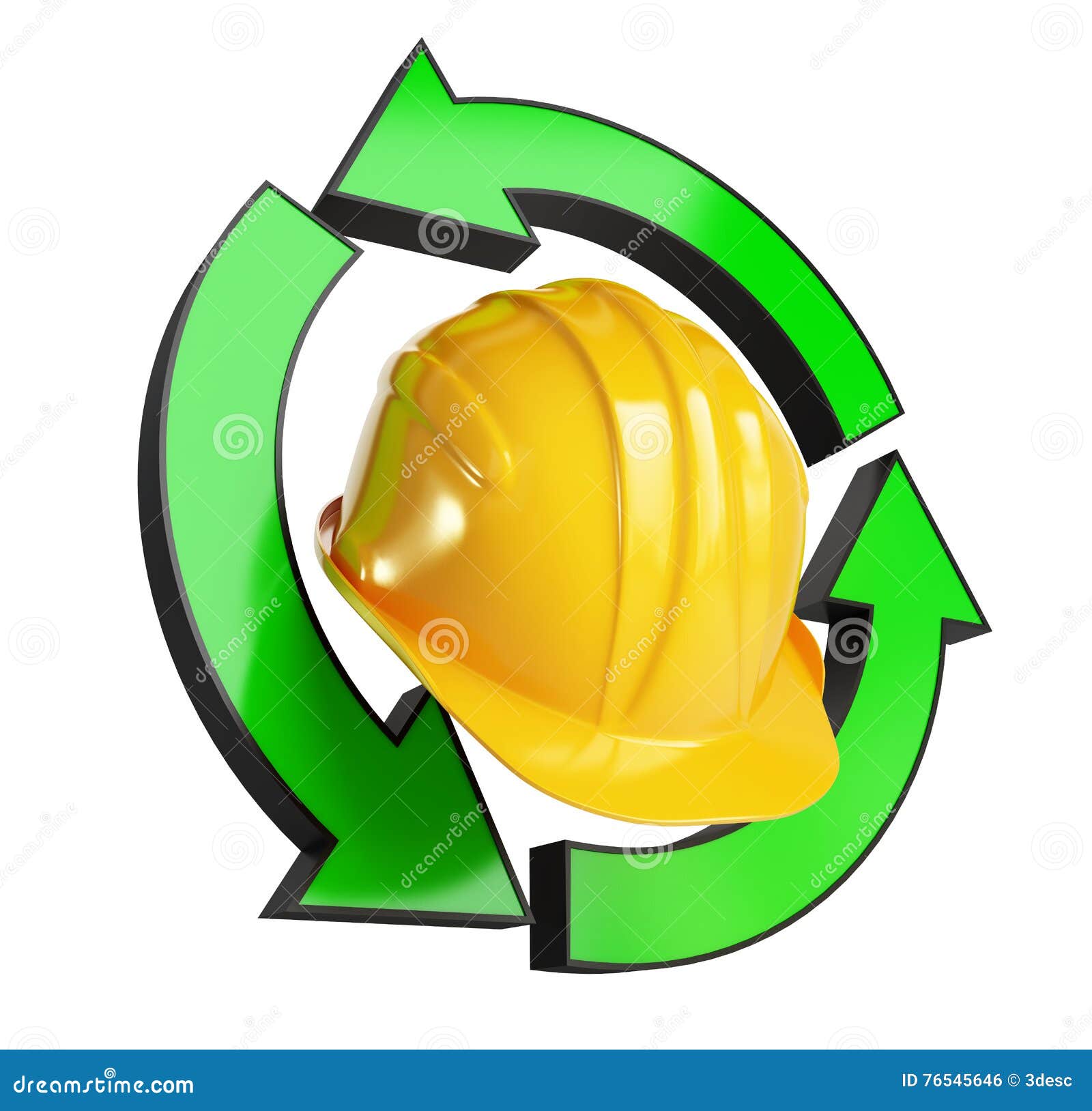Helmet worker recycling 3d stock illustration. Illustration of circle