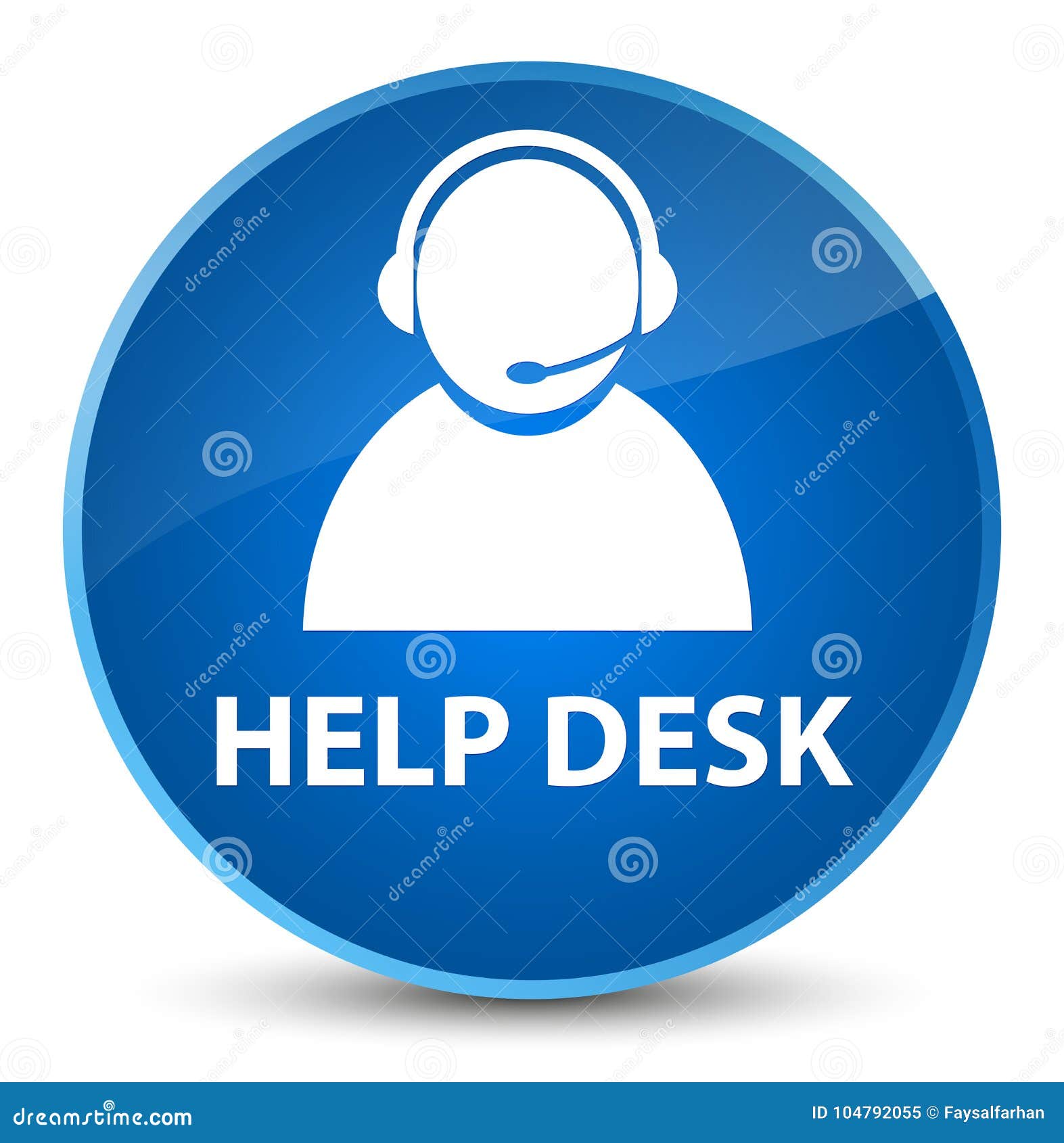 Help Desk Customer Care Icon Elegant Blue Round Button Stock