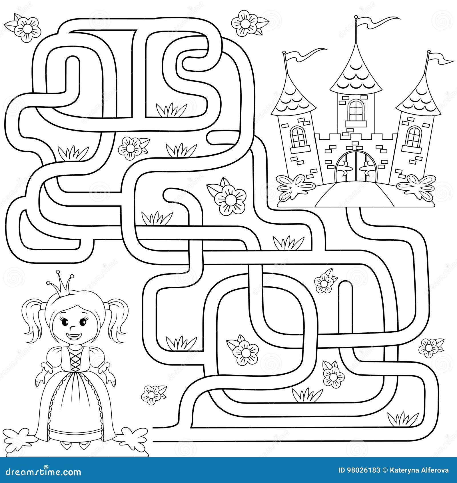 Help Little Cute Princess Find Path To Castle Labyrinth Maze Game