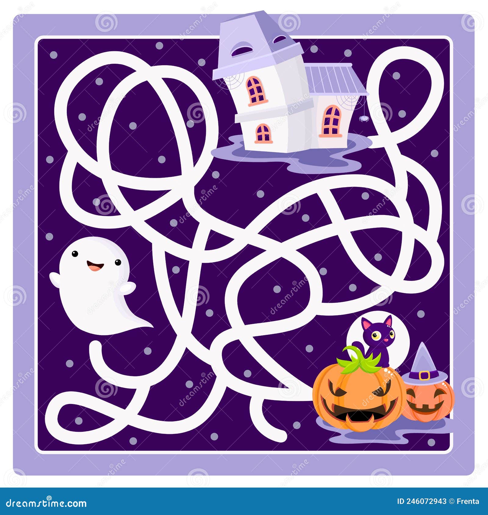 Help the Little Ghost Find the Way To Haunted House. Maze Game for Kids  Stock Vector - Illustration of learning, character: 246072943