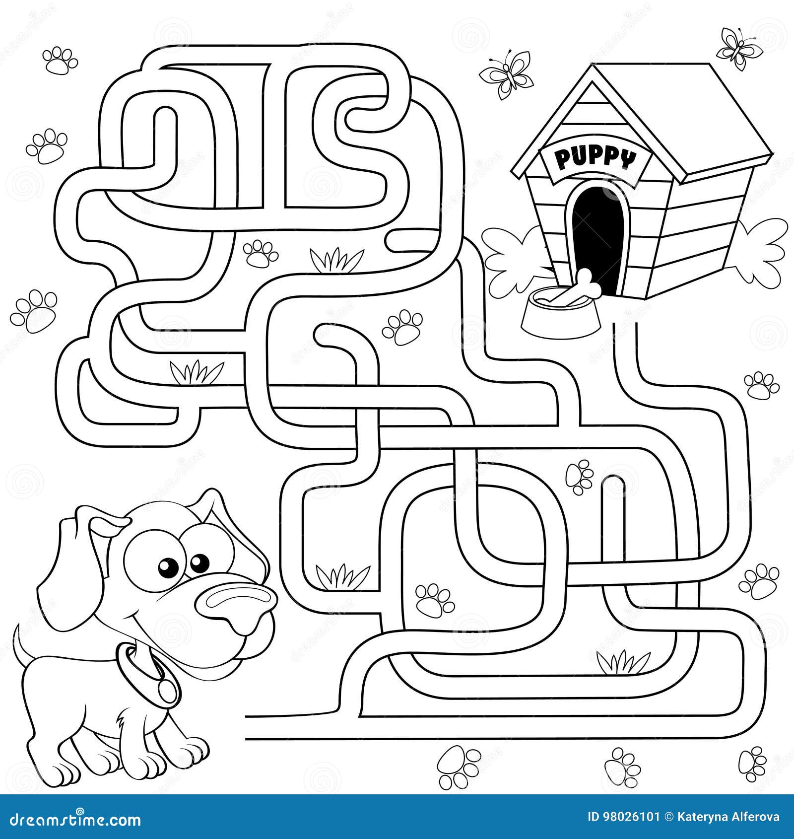 Help Puppy Find Path To His House Labyrinth Maze Game For Kids