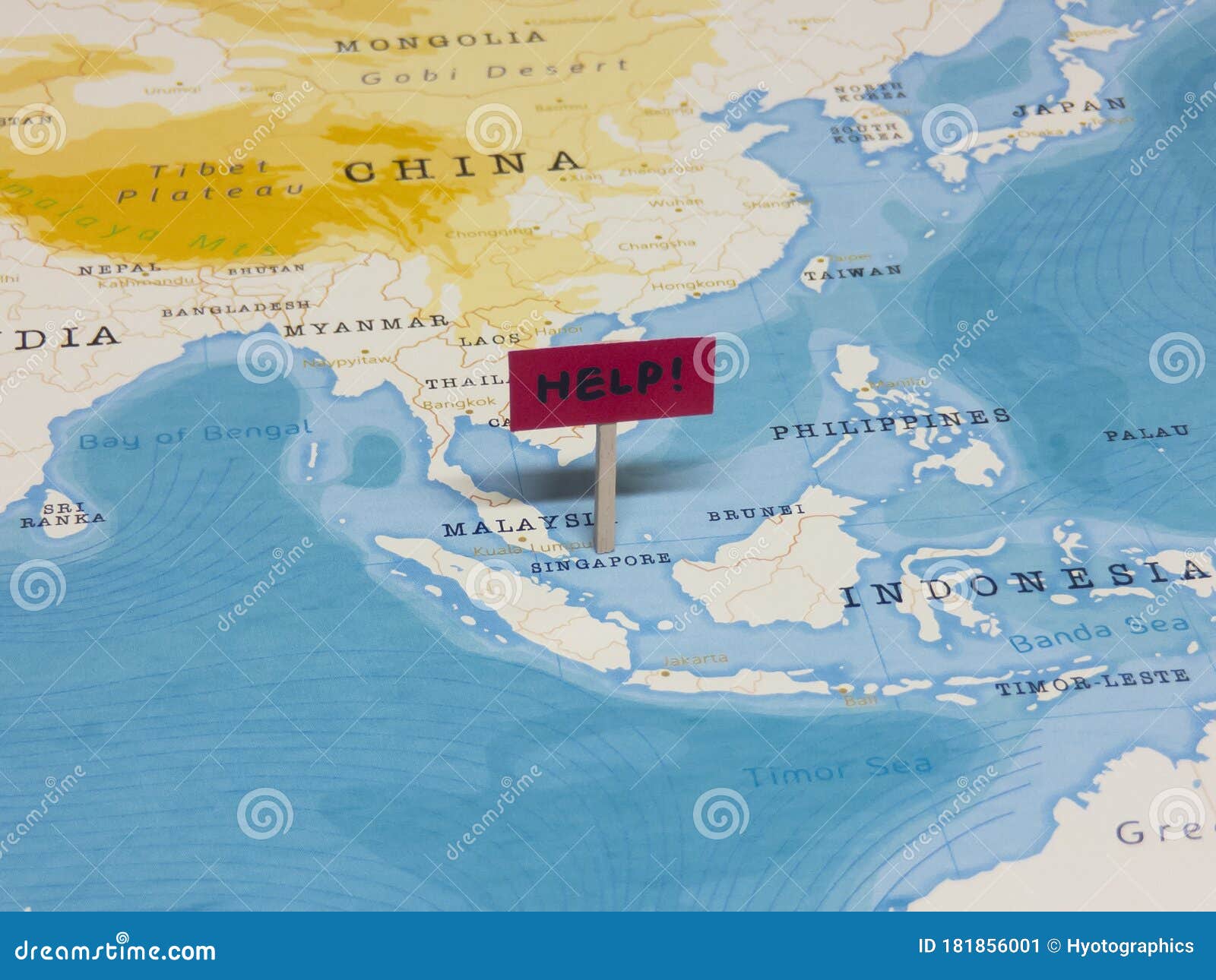 Singapore On World Map Help!` Sign With Pole On Singapore Of The World Map Stock Image - Image Of  Accident, Environmental: 181856001