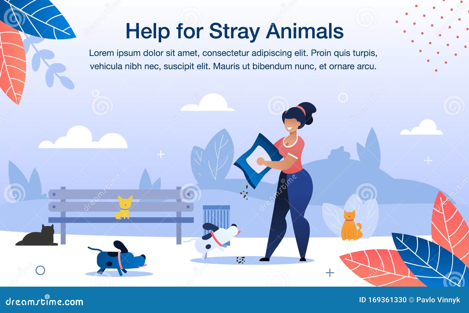 Help for Stray Animals Flat Vector Banner Template Stock Vector -  Illustration of assistance, organization: 169361330
