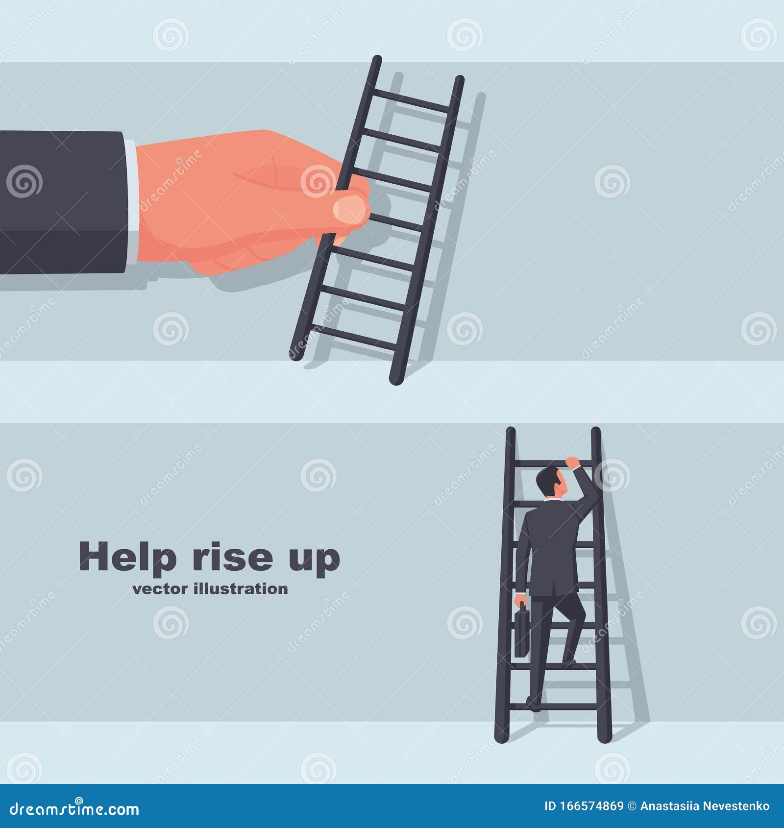 help up concept. lider person helps a partner climb the career ladder
