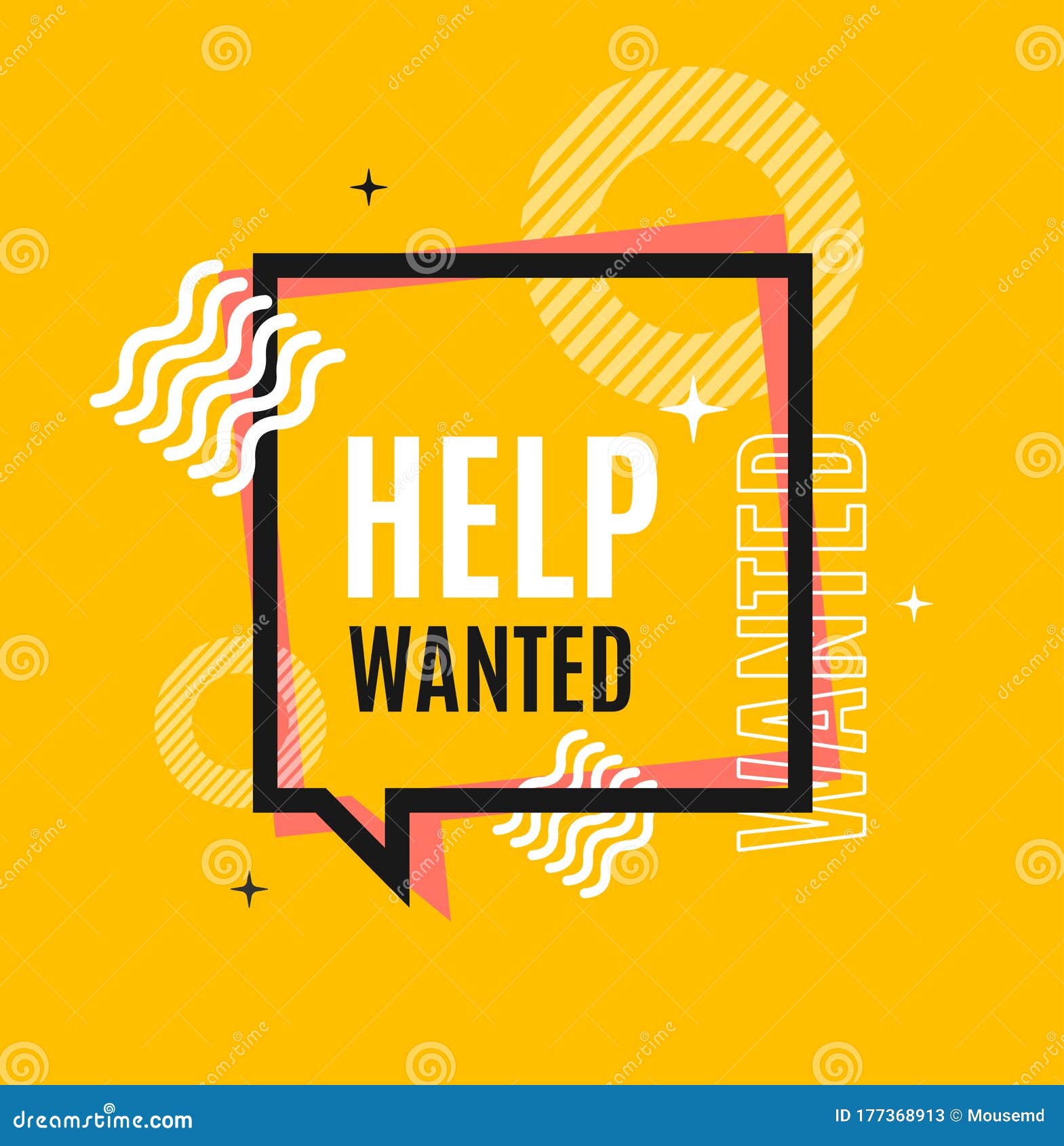 Help Wanted Concept Square Banner Poster Flyer. Vector Stock In Help Wanted Flyer Template Free