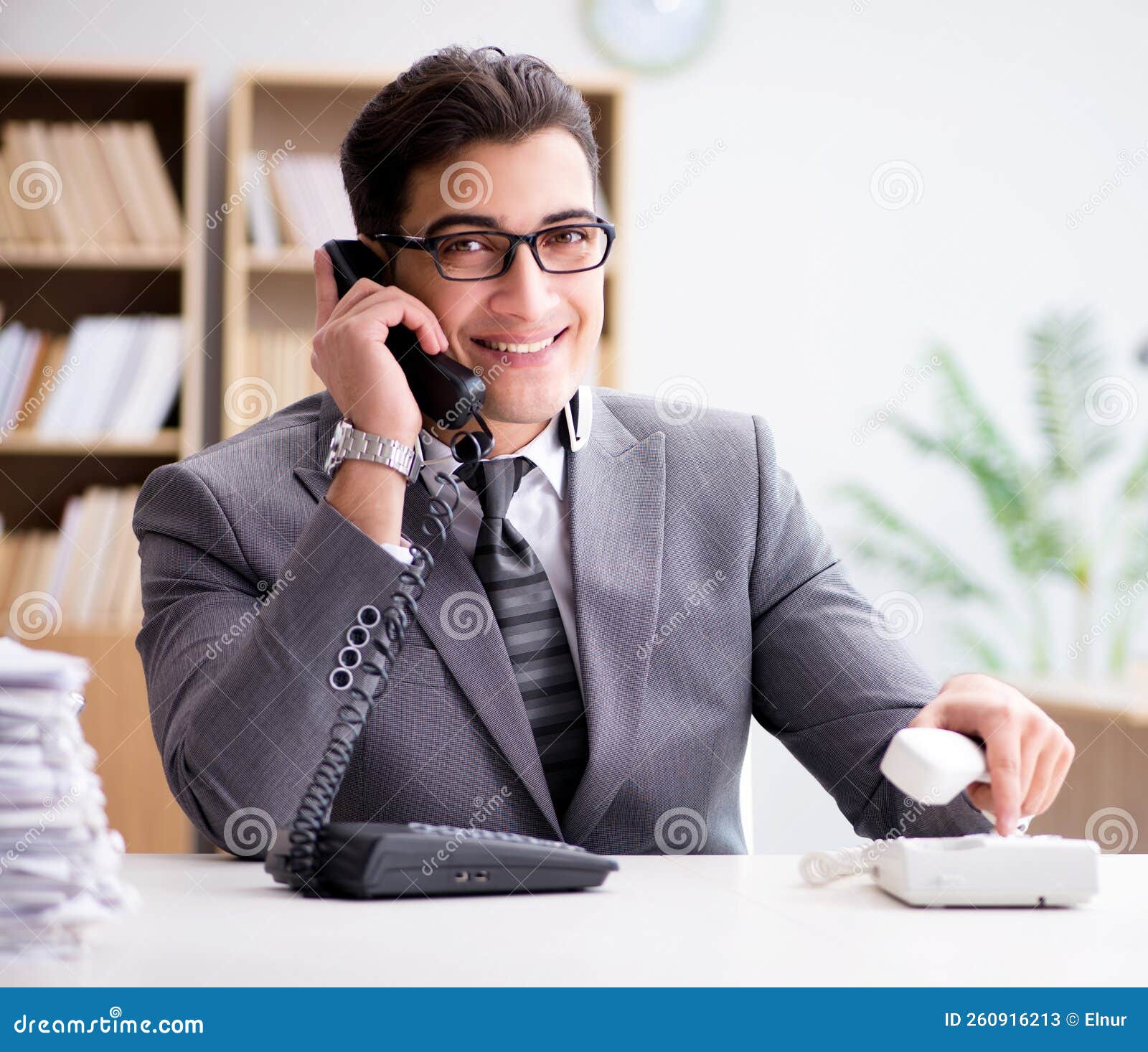 Helpdesk Operator Talking on Phone in Office Stock Image Image of