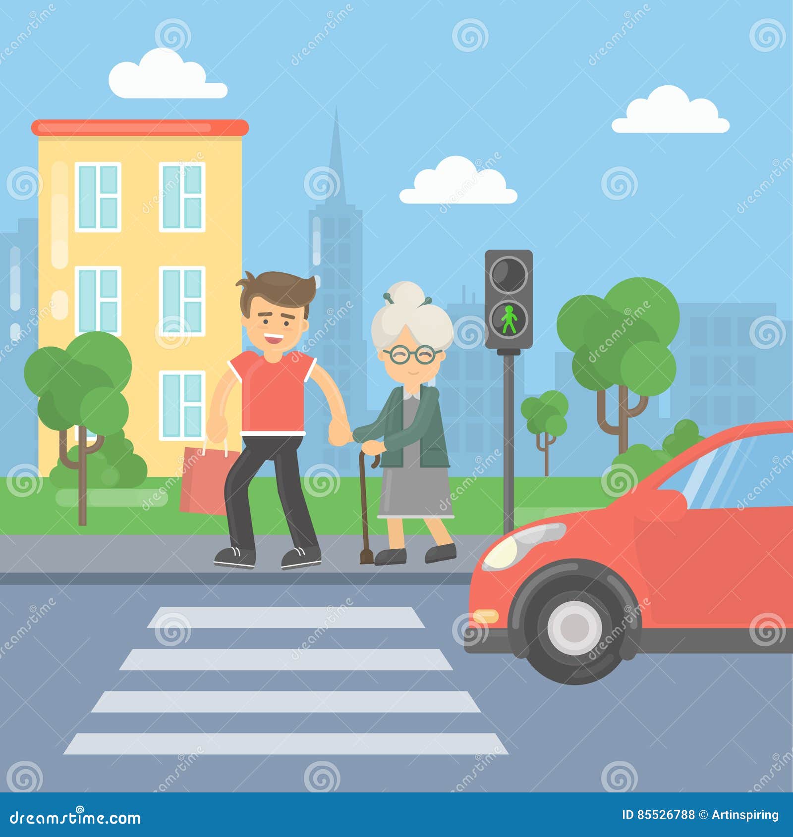 People on street pedestrian crossing road Vector Image