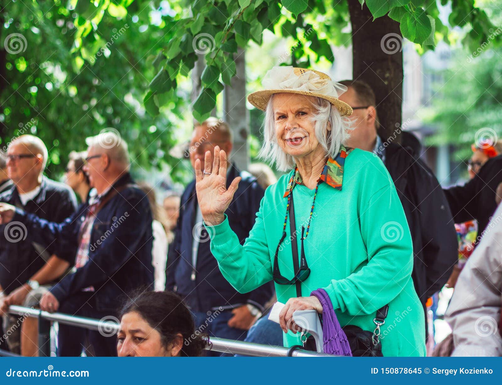 Helsinki Finland June 30 2018 Aged Woman On Street On Helsinki