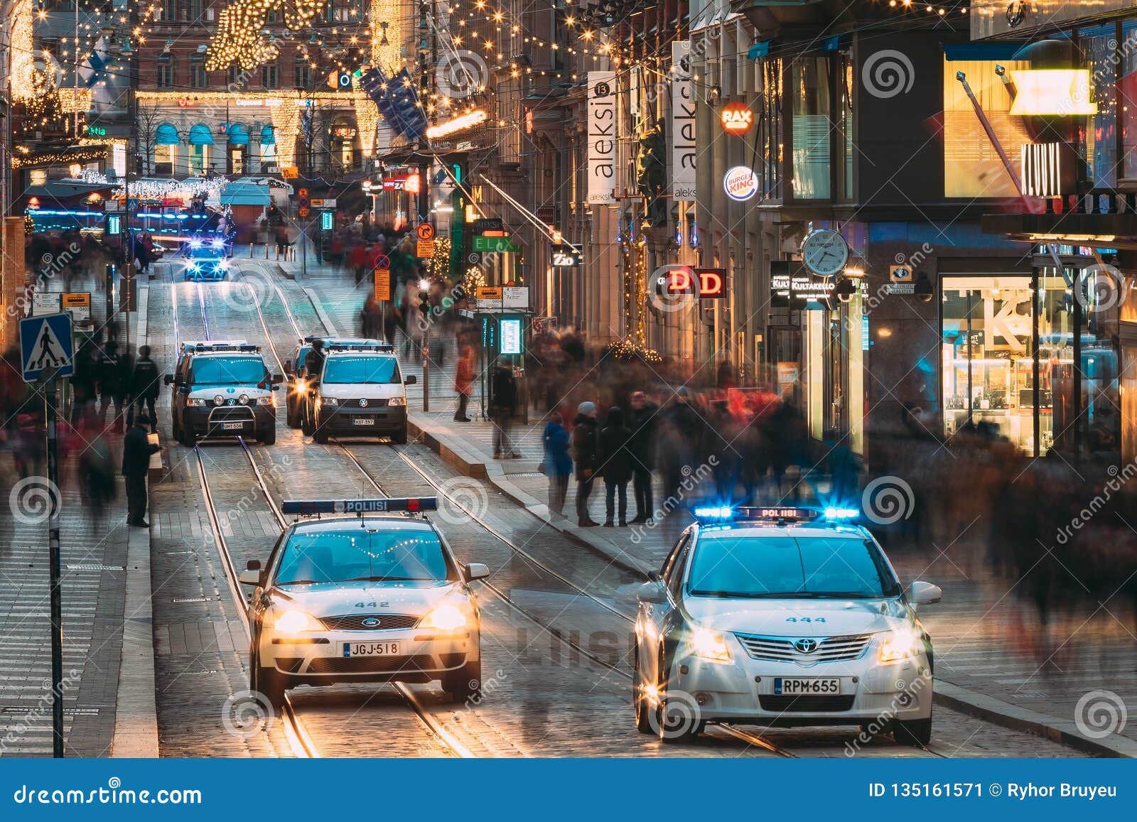 Helsinki, Finland. Police Provide Security on a Aleksanterinkatu ...