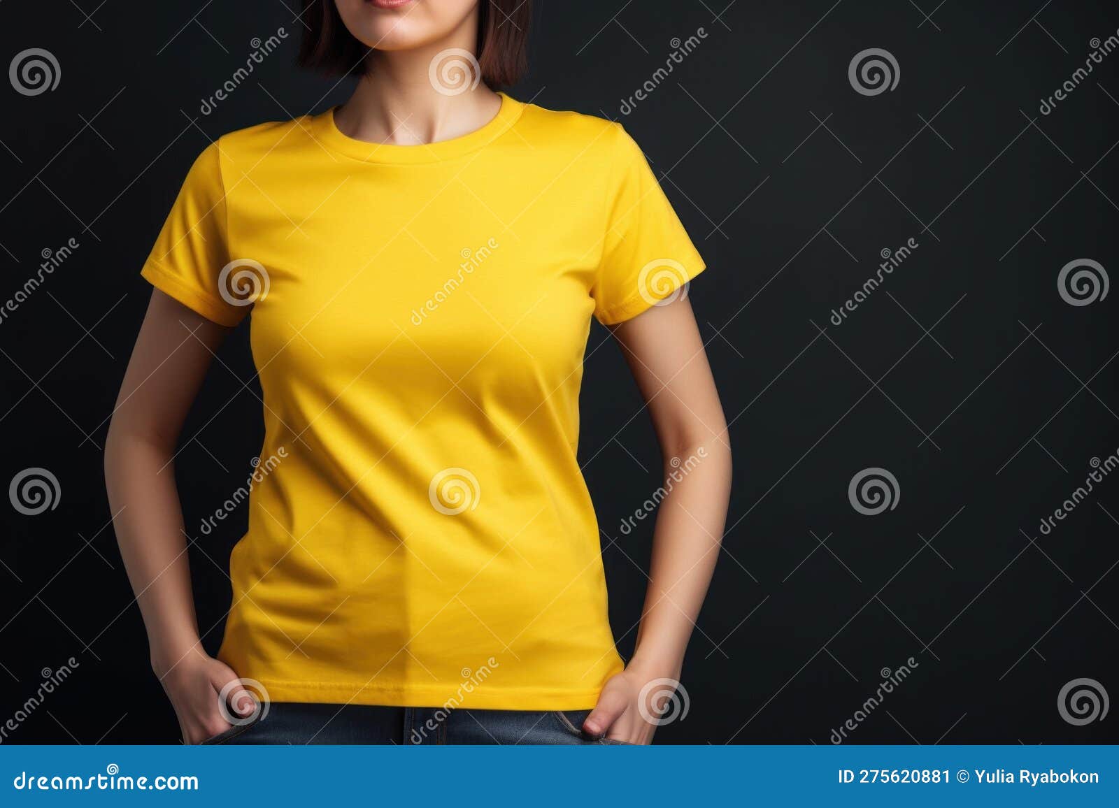 Hembra De Burla De Camisetas Amarillas. Generar Ai Stock de ilustración -  Ilustración de adulto, hembra: 275620881