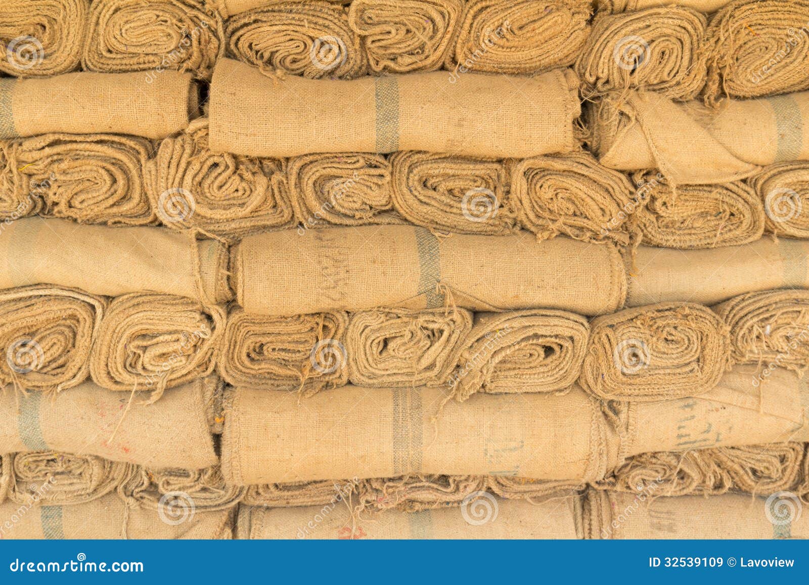 Hemp sacks in a row stock image. Image of detail, oatmeal - 32539109