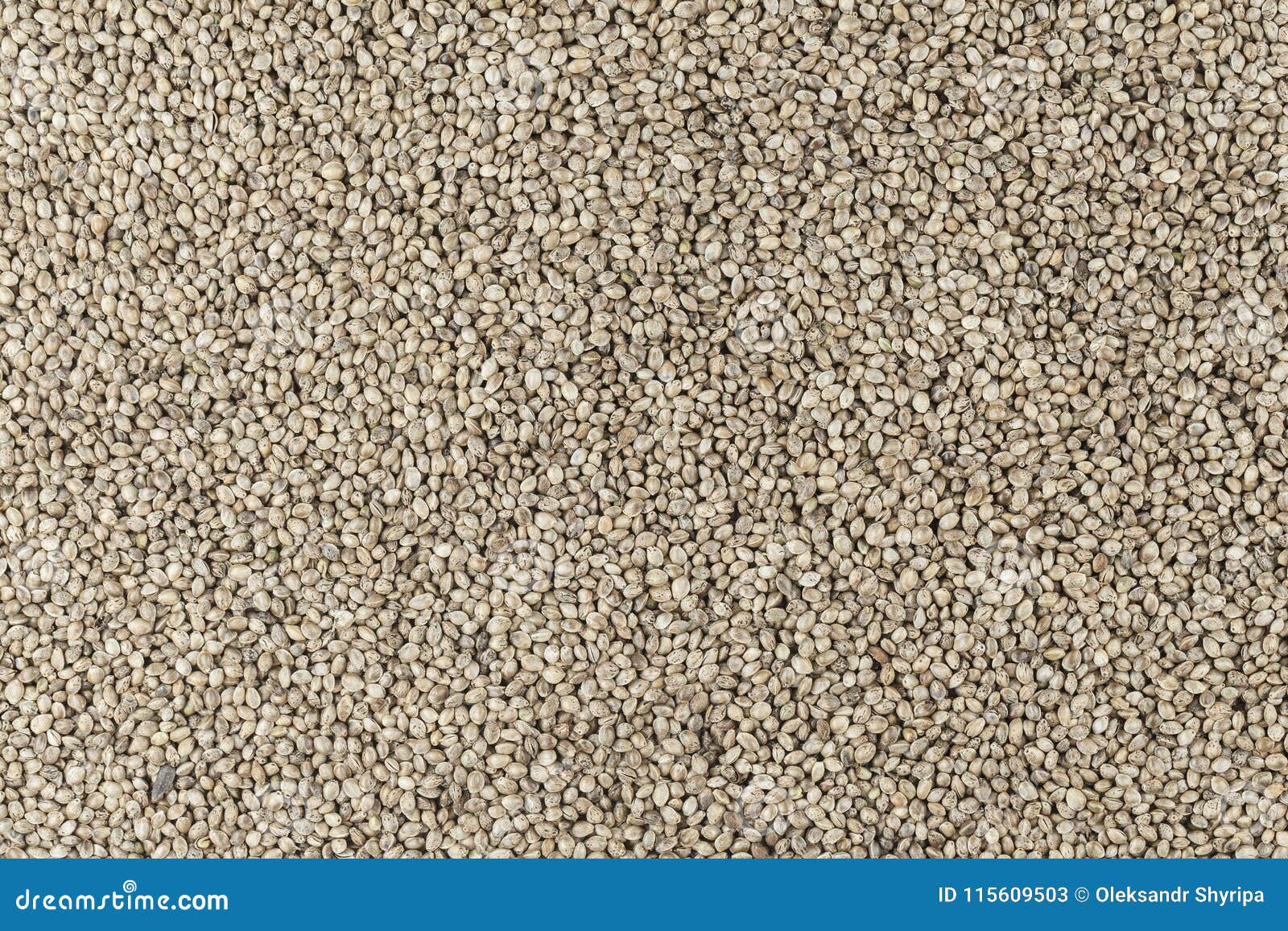 hemp seeds are scattered as a background