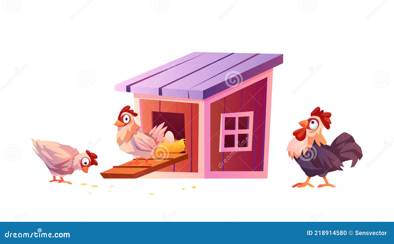 hen house, chicken coop, cartoon roosters hencoop