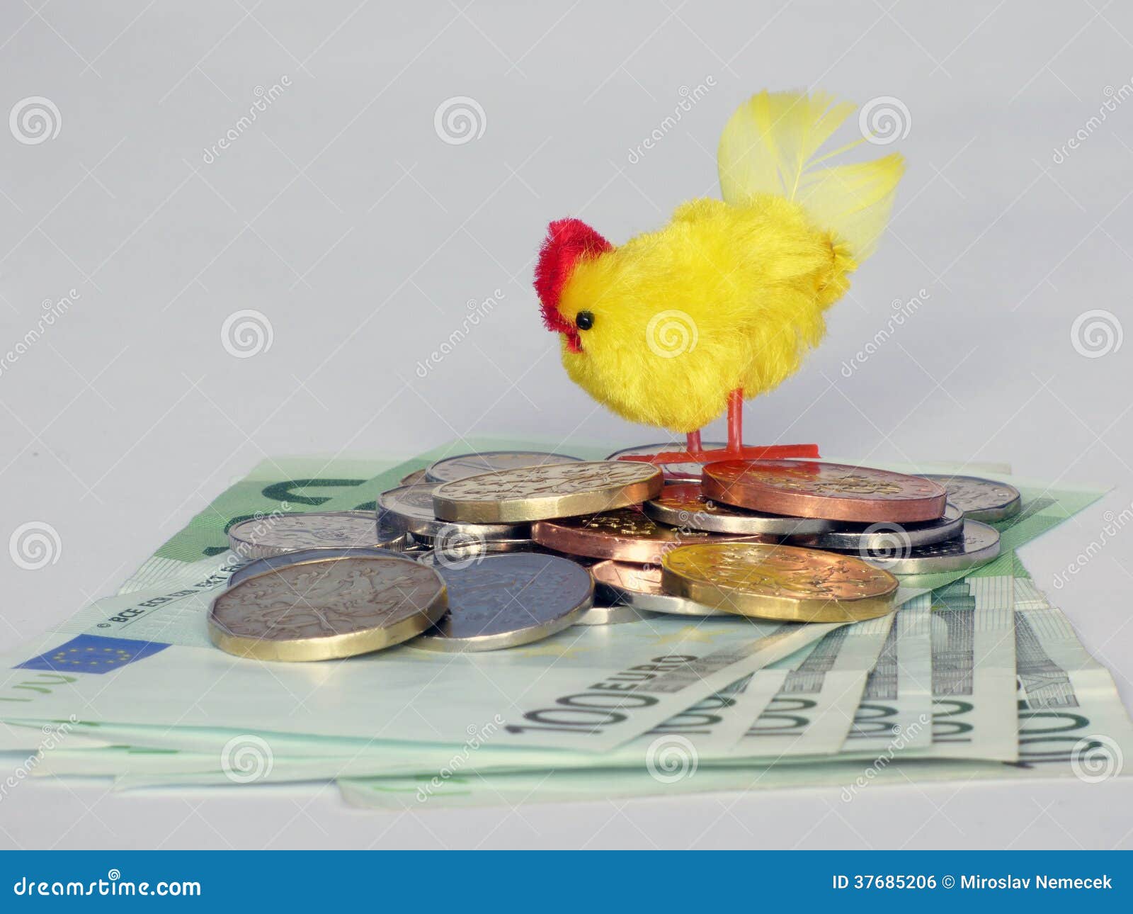 Hen laying golden eggs stock photo. Image of euro, bill 37685206