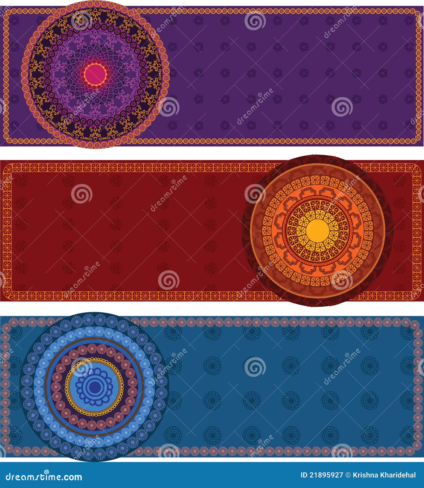 Henna Banners with mandala stock vector. Illustration of feminity