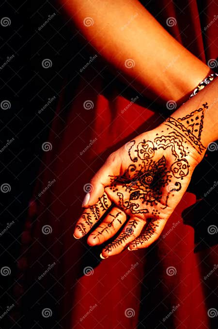 Henna painting on hand stock photo. Image of asia, eastern - 3998758