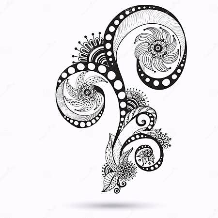 Henna Paisley Mehndi Doodles Design Element. Stock Vector ...