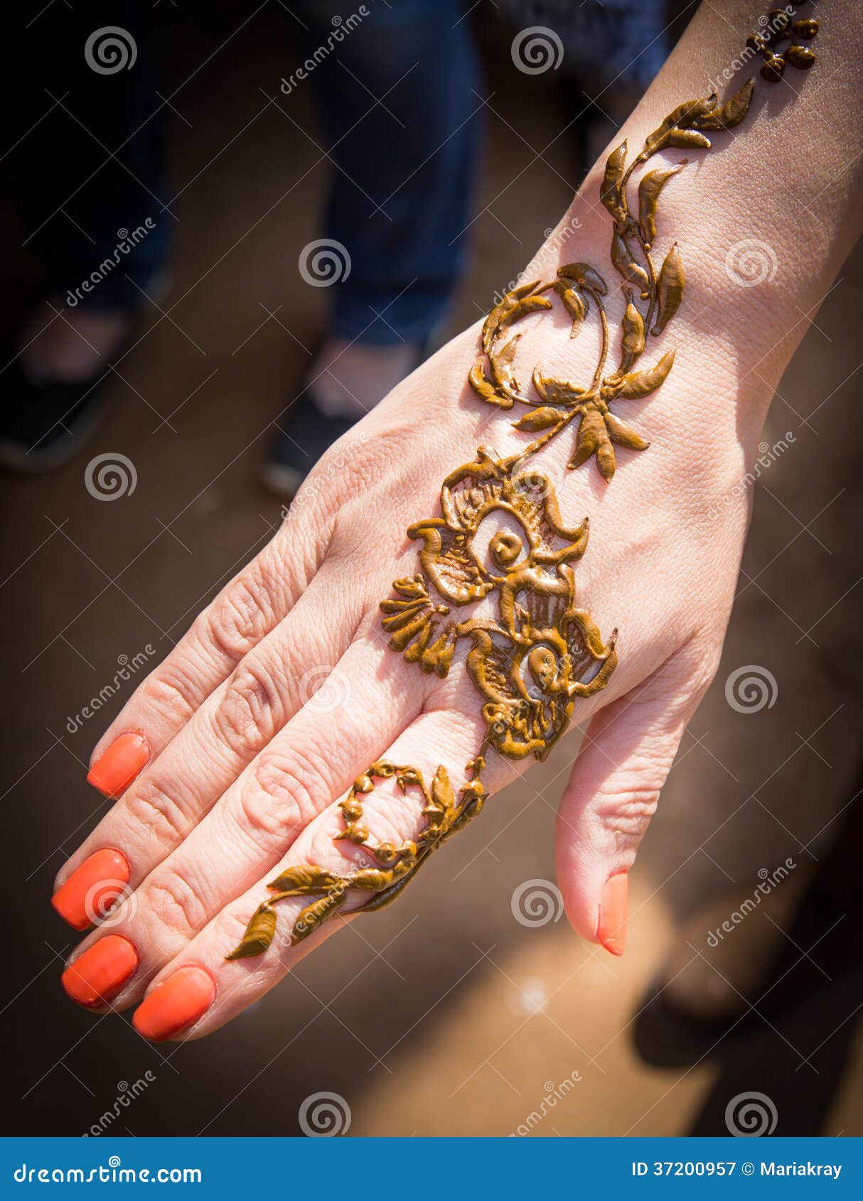 Henna on a Skin for a Temporary Tattoo Stock Image - Image of hand ...