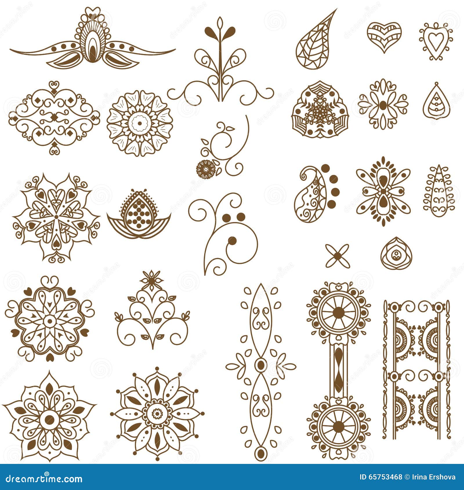 Henna tatoo elements stock illustration. Illustration of mhendi 65753468