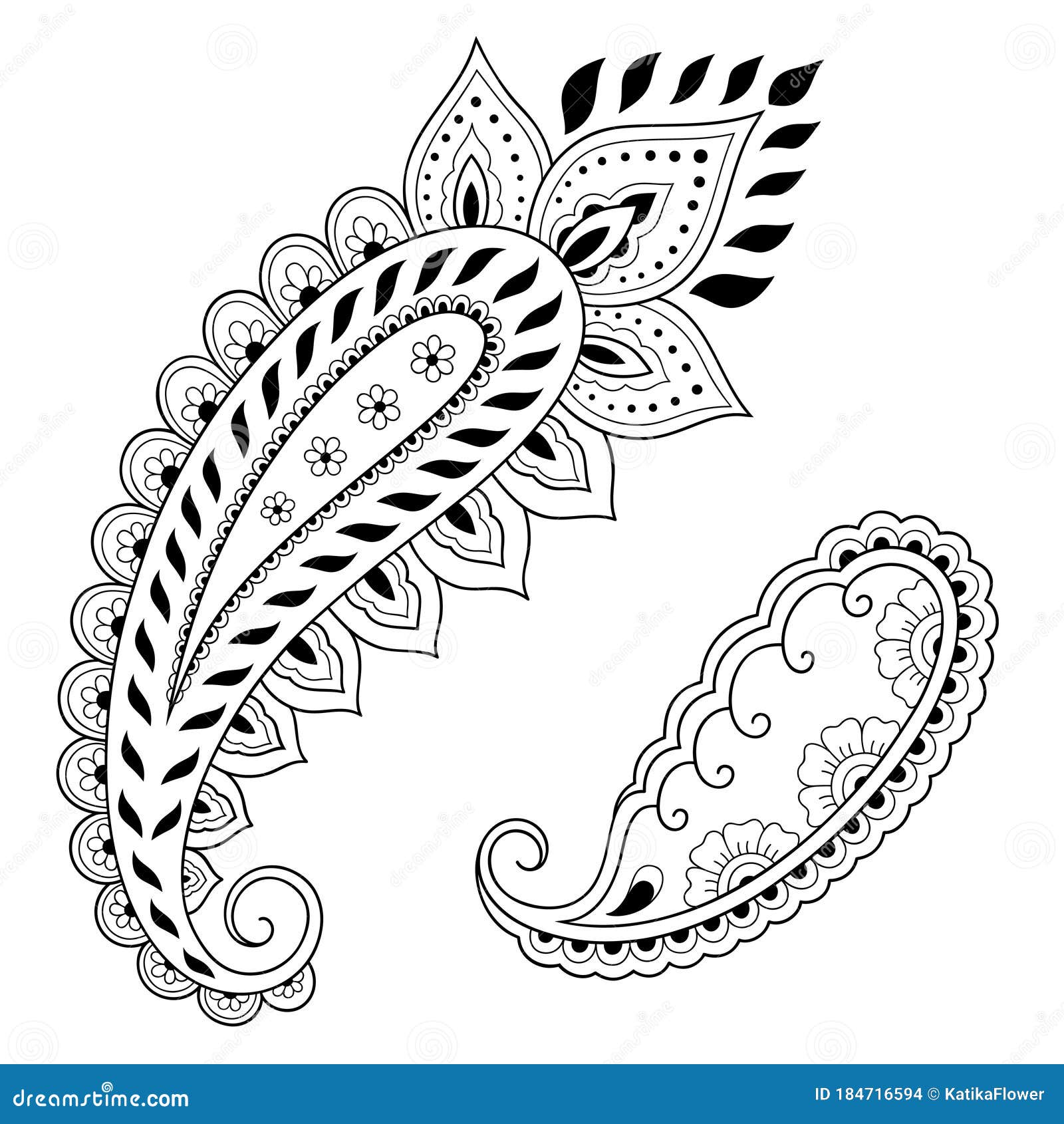 Set Of Mehndi Flower Pattern For Henna Drawing And Tattoo Decoration In Ethnic Oriental Indian Style Doodle Ornament Outline H Stock Vector Illustration Of Elegant Ornamental