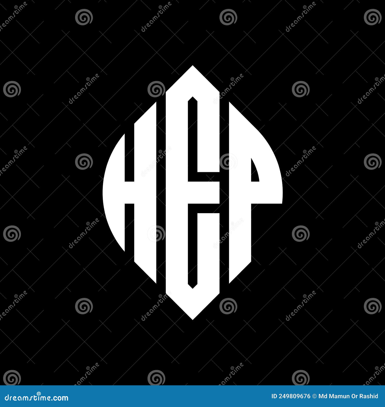 hep circle letter logo  with circle and ellipse . hep ellipse letters with typographic style. the three initials form a