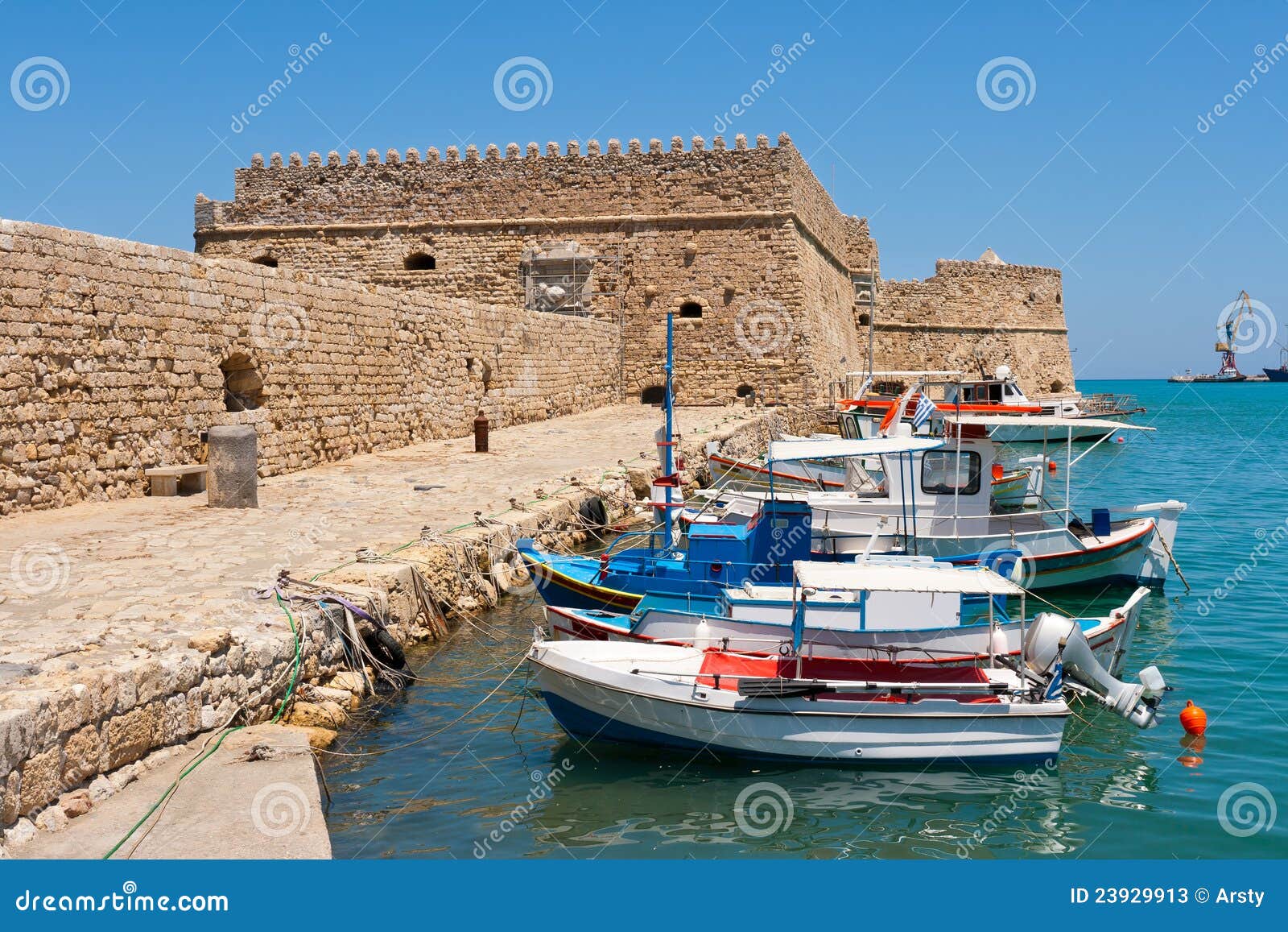 heraklion harbour and castle. crete, greece