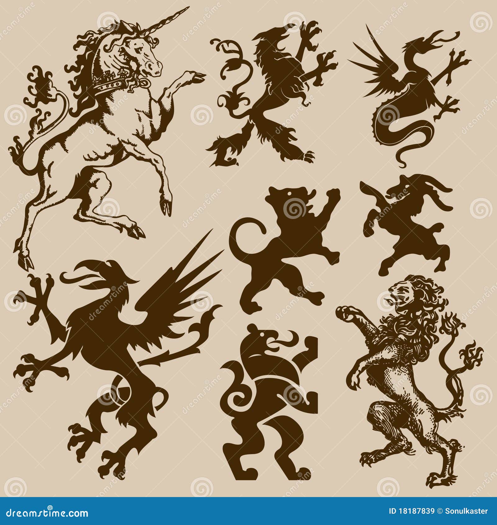 Heraldic animals stock illustration. Illustration of horse 18187839