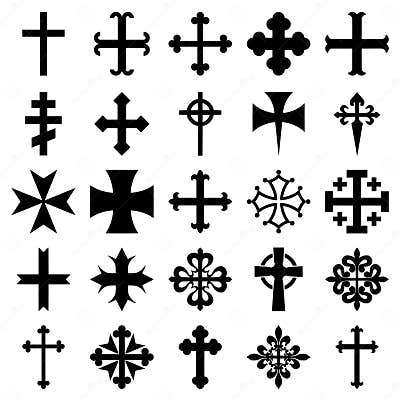 Heraldic crosses icons set stock vector. Illustration of floral - 57277536