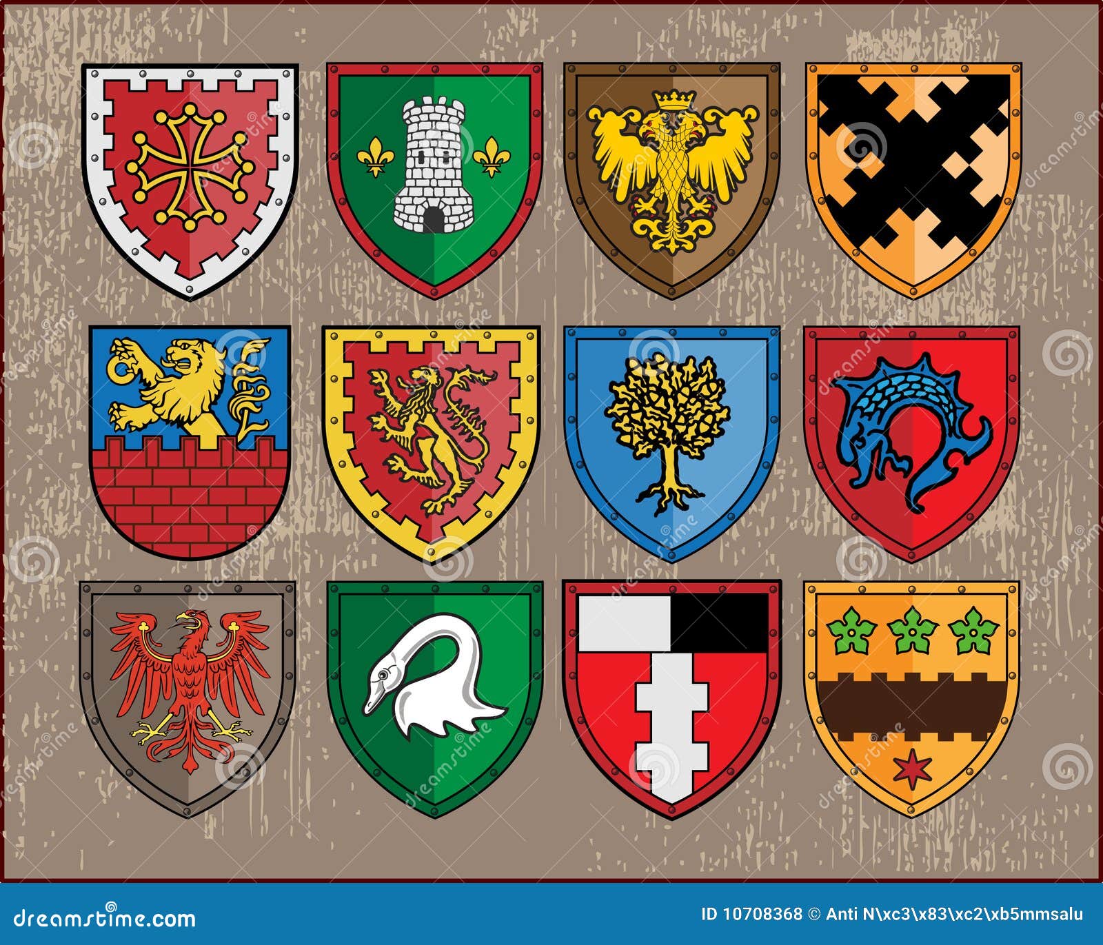 Heraldic Elements - Shields 1 Stock Vector - Illustration of mantling ...