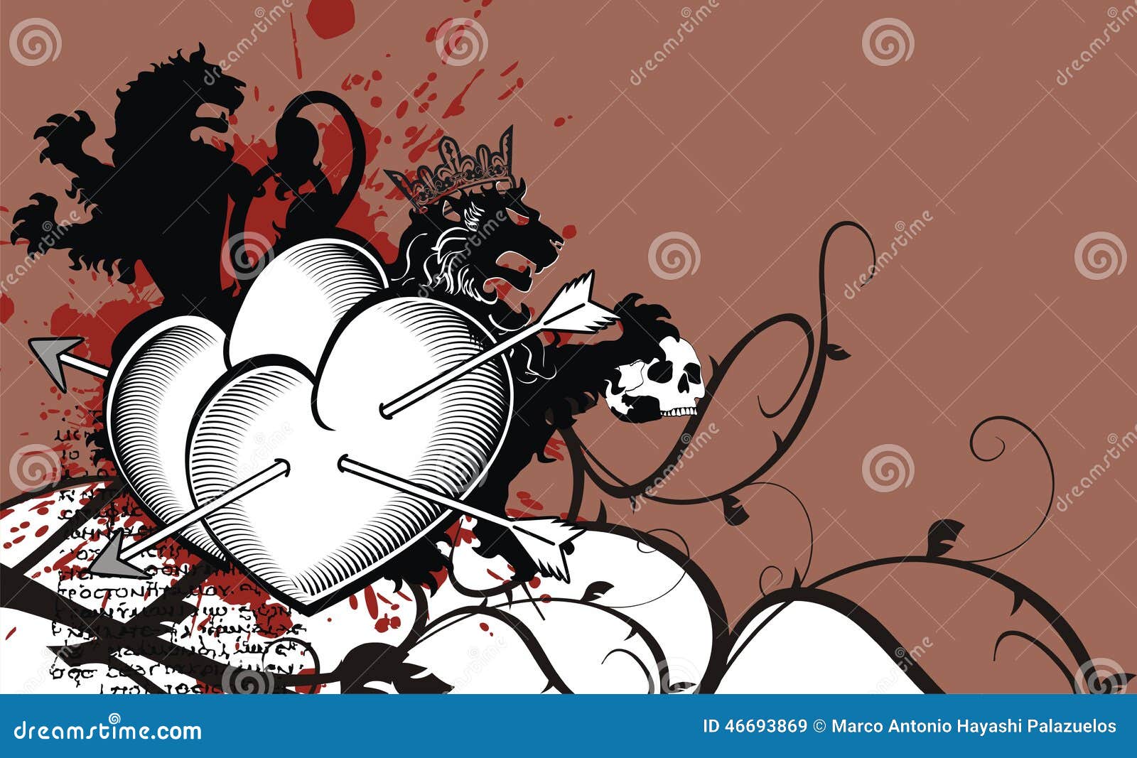 Heraldic Heart Arrows Crest Background8 Stock Vector Illustration of