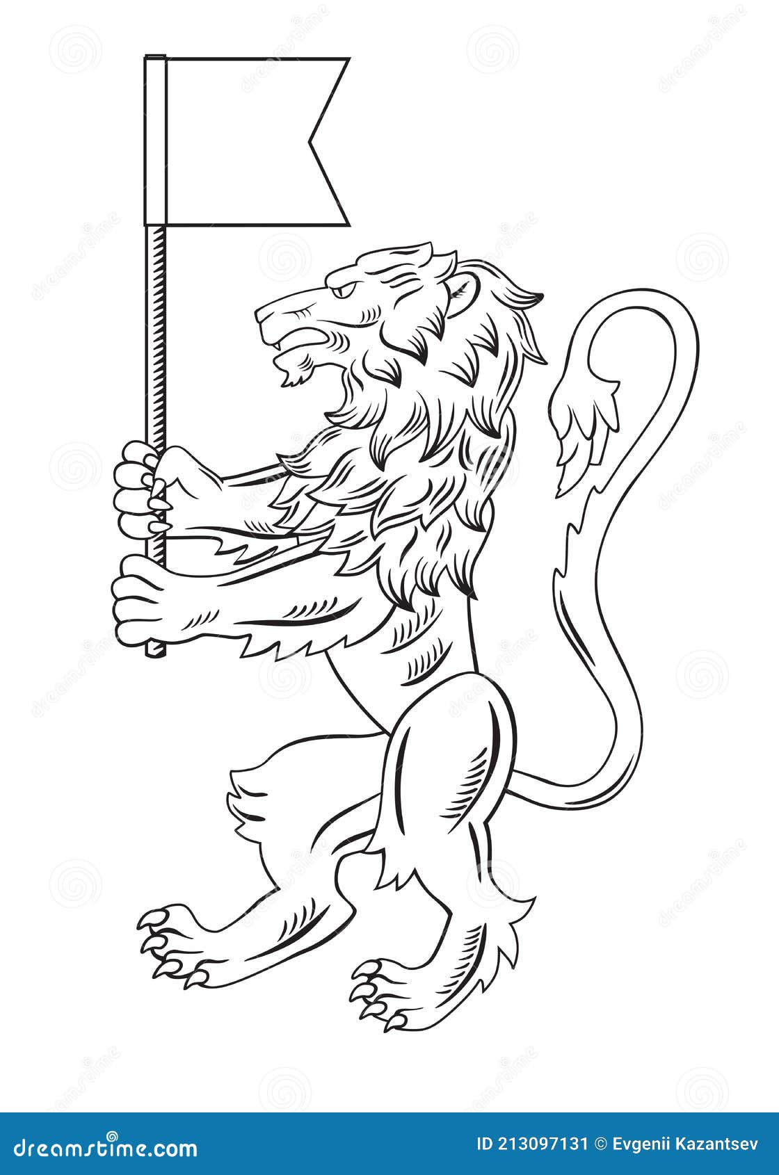 Heraldic Lion. Black and White Drawing Stock Vector - Illustration of ...