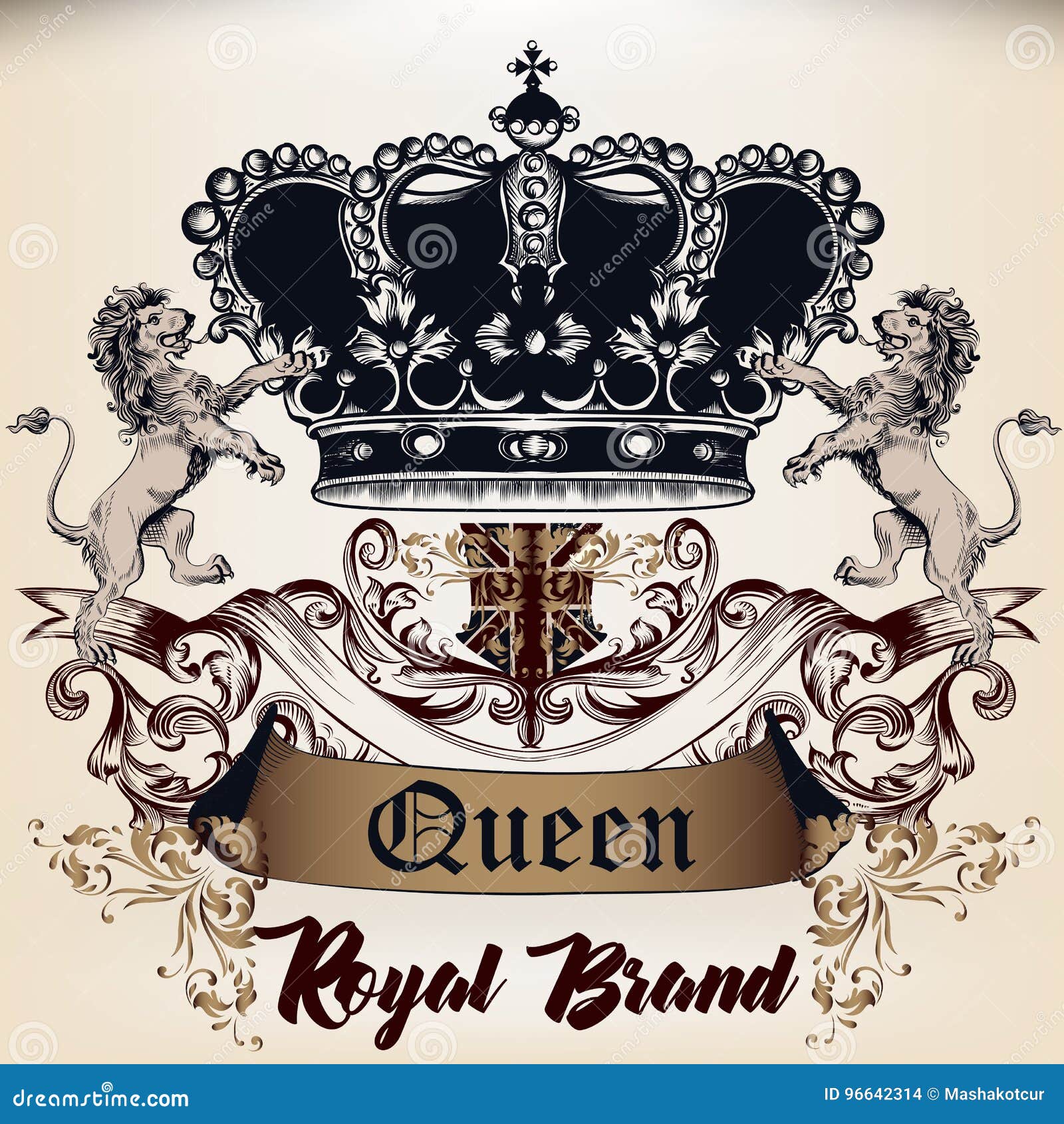 heraldic royal  of logotype in antique style with crown, l