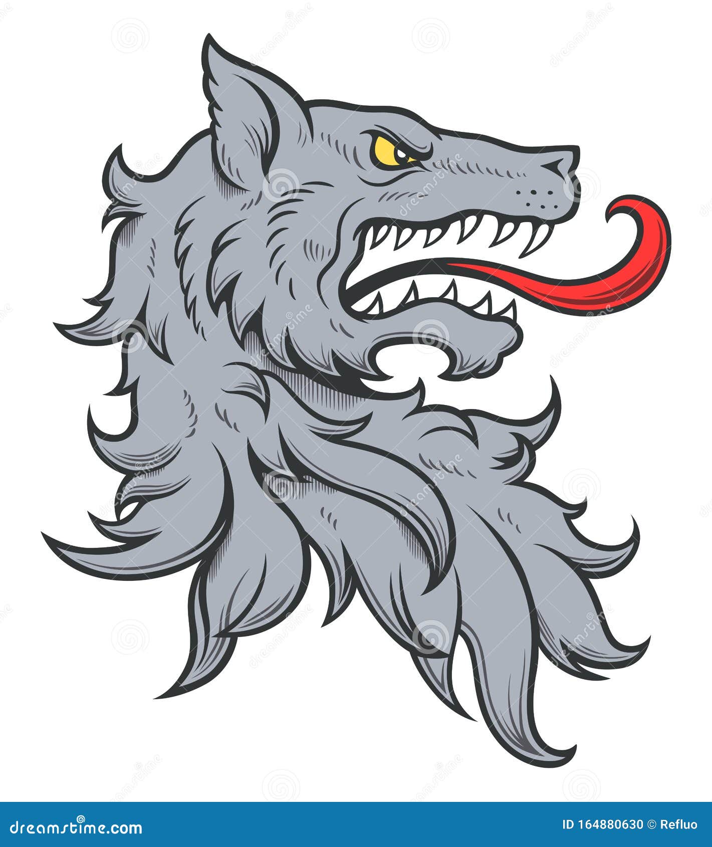 Heraldic wolf head colored stock vector. Illustration of element 164880630